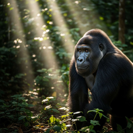 Lowland Gorilla in the jungle. Uganda. East Africa.の写真素材