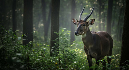 White tailed deer in the forest. Wildlife scene from nature.の写真素材