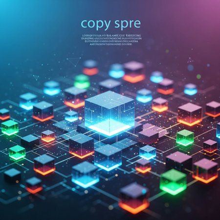 Abstract background with cubes and glowing neon lights. 3d vector illustration