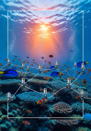 Coral reef and fish in the Red Sea. 3d renderingの写真素材