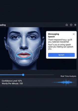 Face recognition system on a black background. Biometric verification concept.