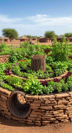 Plantation of herbs in arid areas of Morocco, Africaの写真素材