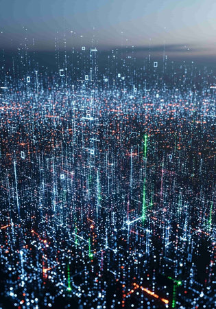 Digital binary code on dark background. Technology concept. 3D Renderingの写真素材