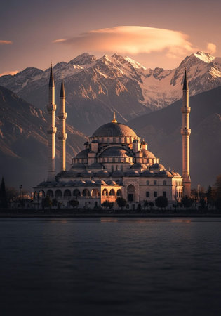 Hagia Sophia and Blue Mosque in Istanbul at sunsetの写真素材