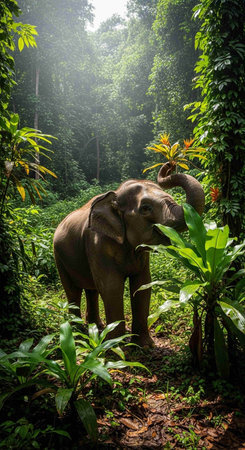 Elephants in the jungle of Thailandの写真素材