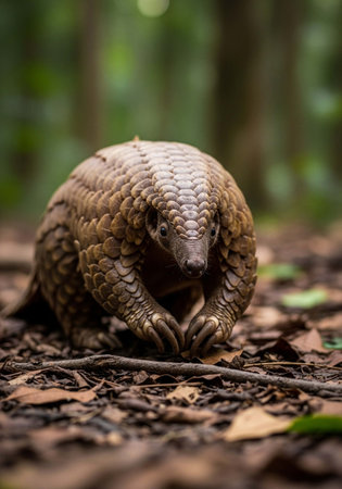 Armadillo on the ground in the Amazon rainforest, Peruの写真素材