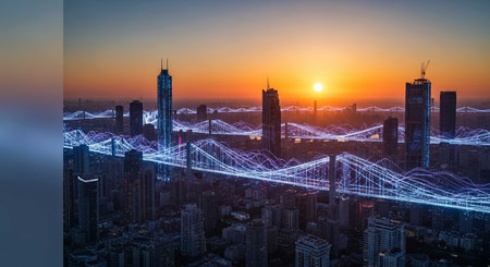 Cityscape of Shenzhen at sunset, China. 3D rendering