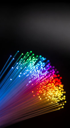 Fiber optics background with lots of light spots and bokeh