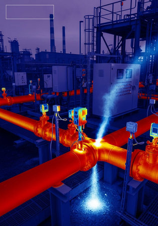Pipeline in oil refinery. Production of oil and gas.