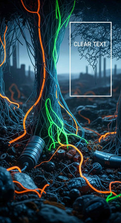 Dangerous glowing forest. 3D Rendering.の写真素材