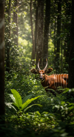 Bongo antelope in the forestの写真素材