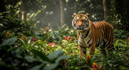 Beautiful tiger in the jungle. (Panthera tigris altaica)の写真素材