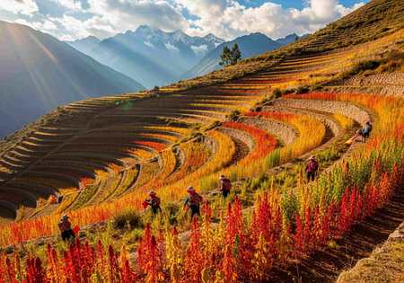 Longji terraced fields in Sapa, Vietnam. Longji terraces are one of the most popular tourist destinations in Sapa.の写真素材
