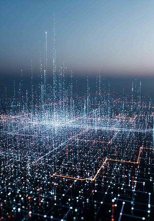 Futuristic technological background with binary code. 3D Rendering