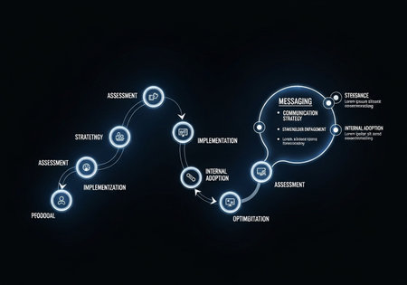 3d rendering of circular diagram with blue lights on black background.の写真素材