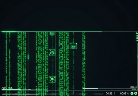 Futuristic abstract background with binary code. 3D Renderingの写真素材