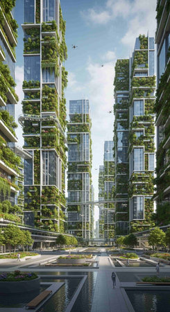 Modern high-rise building in the city. Architectural landscape.