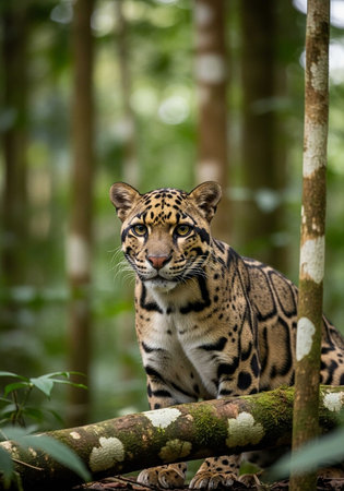 Portrait of a big cat, Panthera onca, in the jungle
