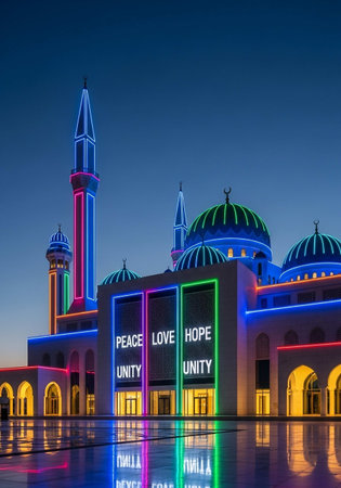 The Sheikh Zayed Grand Mosque in Abu Dhabi, United Arab Emirates. It is the largest mosque in UAE.の写真素材