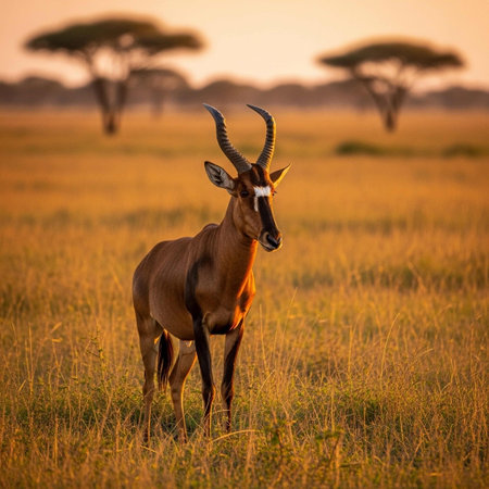 Male antelope in Serengeti National Park, Tanzania, Africaの写真素材