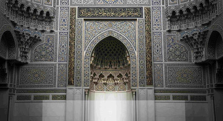 3D Illustration of the inside of the Madrasah in Samarkand, Uzbekistan
