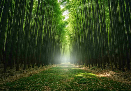 Corporate life concept with glowing lines and skyscrapers at nightの写真素材