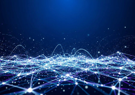 Abstract technology background with connecting dots and lines. 3D Rendering