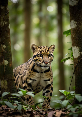 Portrait of a beautiful leopard in the jungle. Panthera oncaの写真素材