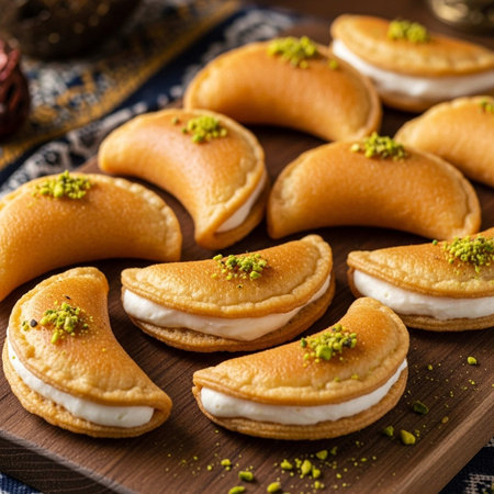 Traditional turkish dessert baklava with cashew, walnuts. toning. selective focusの写真素材