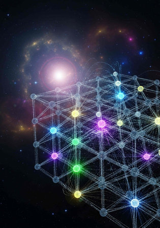 Abstract polygonal space background with connecting dots and lines. Structure connection.