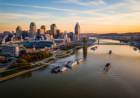 Aerial view of the city of Pittsburgh, Pennsylvania, USA.の写真素材