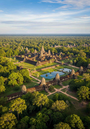 Angkor Wat, Siem Reap, Cambodia. Aerial viewの写真素材
