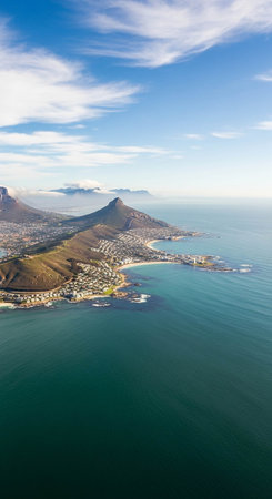 Aerial view of a mountain in Cape Town, South Africa.の写真素材