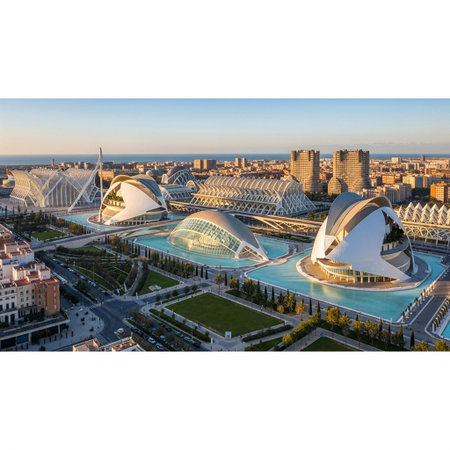 Valencia, Spain. Panoramic view of the City of Arts and Sciences.の写真素材