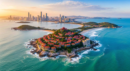 Aerial view of the city of Nha Trangの写真素材