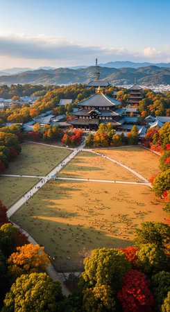 Autumn scenery of a temple in Kyoto, Japanの写真素材