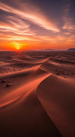 Sunset over sand dunes in the Sahara desert, Morocco.の写真素材