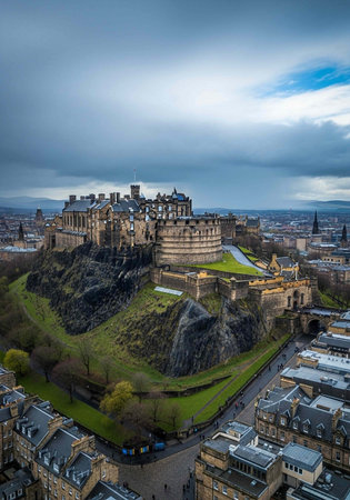 Edinburgh Castle is a medieval castle.の写真素材