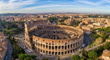 Panoramic view of Colosseum in Rome, Italyの写真素材