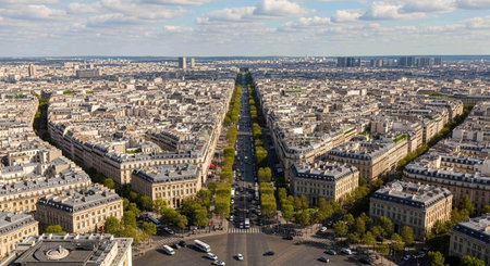 Paris panoramic view from Eiffel tower, France.の写真素材