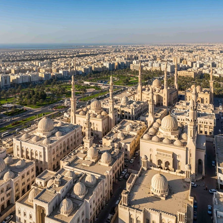 Aerial view of a mosque in Muscat, Omanの写真素材