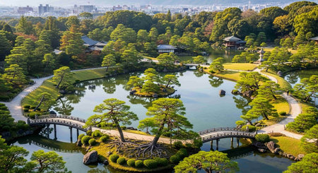 Aerial view of Kinkaku-ji temple in Kyoto, Japanの写真素材