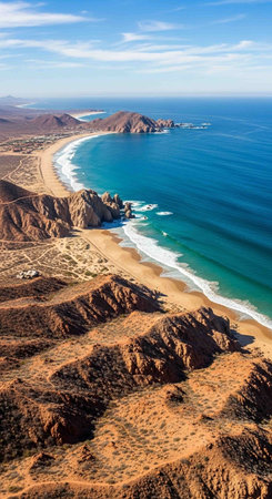 Aerial view of Cabo de Gata Nijar Natural Park in Spainの写真素材