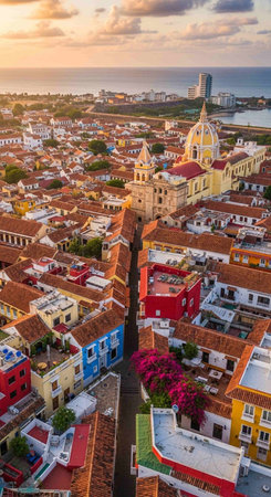 Aerial view of the city of Cartagena, Colombia.の写真素材