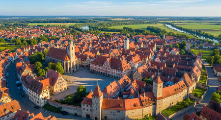 Aerial view of the old townの写真素材