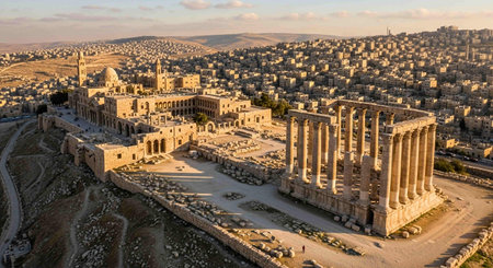 Aerial view of the Temple of Olympian Zeus in Athens, Greeceの写真素材
