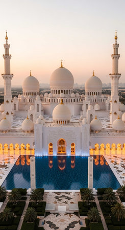 Sheikh Zayed Grand Mosque in Abu Dhabi, United Arab Emirates. It is the largest mosque in the world.の写真素材