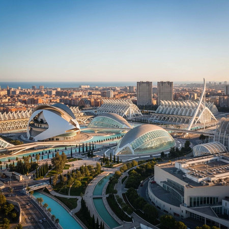Aerial view of the City of Arts and Sciences in Valencia, Spainの写真素材