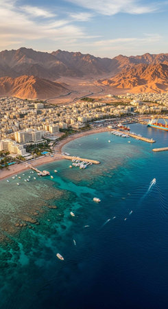 Aerial view of the city of Hurghada, Egypt.の写真素材
