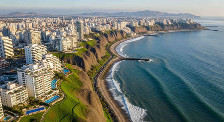 Aerial view of Copacabana beach, Rio de Janeiro, Brazilの写真素材
